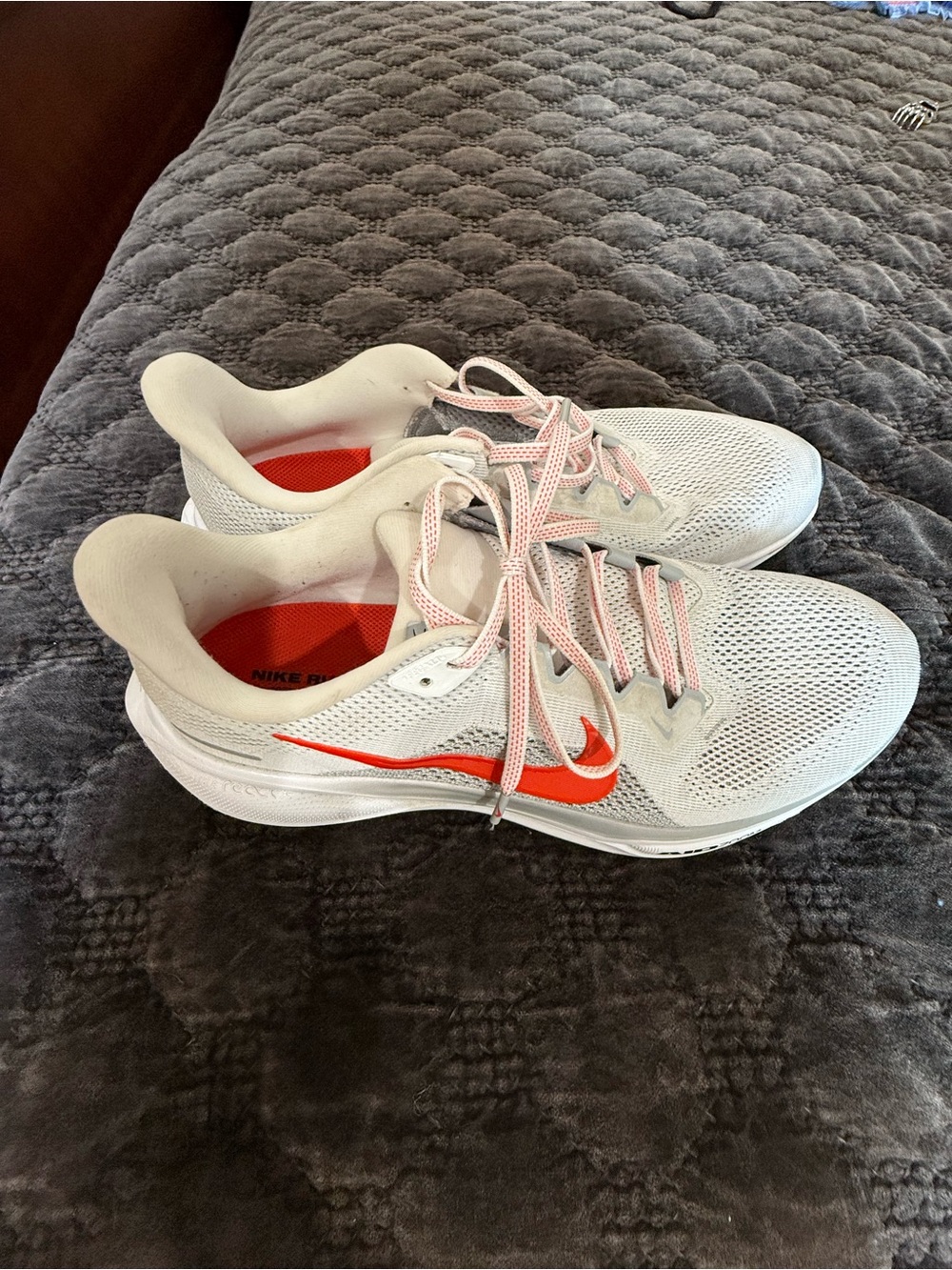 Nike White Sneakers with Red-Orange Insole